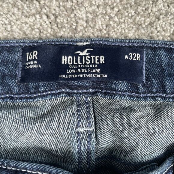 Hollister Low Rise Flare Vintage Stretch Womens Jeans Denim Dark Wash Size 14R - Picture 4 of 9